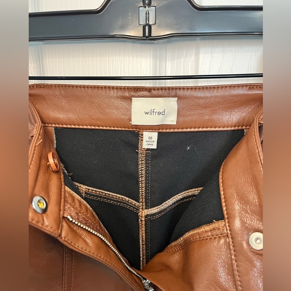 Aritzia Wilfred Rebel Vegan Leather Pants Cognac Brown 00 - Picture 5 of 8